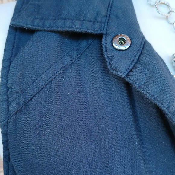 FREE PEOPLE Too FAR BLACK LONG TUNIC Utility Cargo Vest XS Sleeveless Button Up - Picture 3 of 10